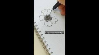 ANEMONE FLOWER DRAWING TUTORIAL | #drawing #doodle #flowers #youtubeshorts #shorts