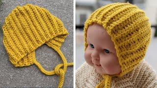 Crochet Newborn Baby Bonnet Hat