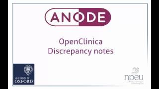ANODE Training - OpenClinica Discrepancy Notes | NPEU