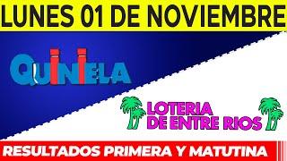 Quinielas Primera y matutina de Córdoba y Entre Rios Lunes 1 de Noviembre