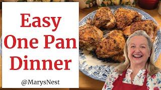 Easy Skillet Chicken Thighs Dinner with Super Crispy Skin!