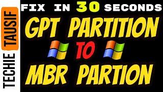 GPT To MBR Convert In 30 Seconds