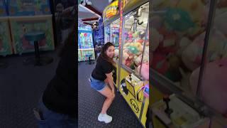 Why is she doing that?! #clawmachine #arcade #winning