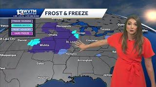 Cold front brings the coldest weather so far this season! 30s in the forecast in some Alabama com...