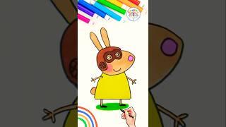 Peppa Miss Rabbit Drawing | How to Draw Miss Rabbit Pilot  #peppapig #drawing #shorts