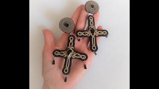 Серьги из сутажа в виде креста / Cross earrings