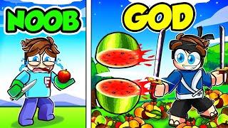 Upgrading NOOB to GOD in FRUIT NINJA SIMULATOR (roblox)