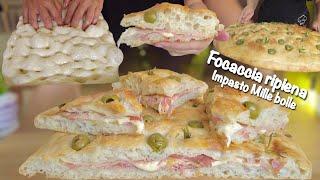 FOCACCIA RIPIENA MILLE BOLLE senza impastare CROCCANTE FUORI SOFFICE DENTRO