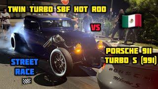 PORSCHE 911 TURBO S (991) VS TWIN TURBO’D FORD V8 HOT ROD | STREET RACE