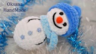 Снеговик крючком из плюшевой пряжи. Мастер класс и Схема! Snowman crochet