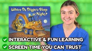 Speech Therapist Reads "Where Do Diggers Sleep At Night?" | Get Toddlers Talking! | Read Aloud