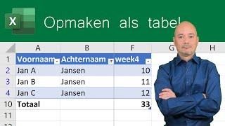 Opmaken als tabel