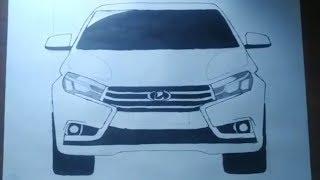 Как нарисовать машину LADA VESTA | HOW TO DRAW LADA VESTA