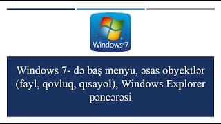 Dərs 15 - Windows 7- Baş menyu, əsas obyektlər(fayl, qovluq, qısayol), pəncərələrin növləri