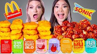 MCDONALDS VS SONIC WHICH ONE IS BETTER? CRAZY EATING ONLY CHICKEN NUGGET IN 24 HOURS BY SWEEDEE