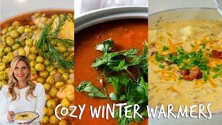 Three Cozy Winter Warmers White Bean Soup, Potato Chowder, and Potatoes and Peas