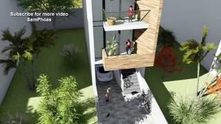 Animation Modern Narrow house design 05