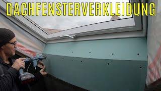 Wie mache ich selbst eine Dachfensterverkleidung? Folie luftdicht am Dachflächenfenster anschließen.