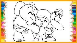 Coloring Pocoyo with Hugs | How To Color, Easy Coloring, Drawing & Painting