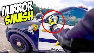 COP GETS HIS MIRROR SMASHED | MOTORCYCLE POLICE CHASE | ANGRY & COOL COPS 2024