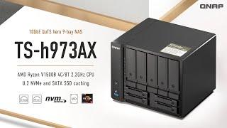 TS-h973AX 10GbE QuTS hero 9-bay NAS:AMD Ryzen V1500B 4C/8T 2.2GHz CPU, U.2 NVMe and SATA SSD caching