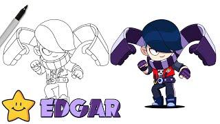 How To Draw EDGAR  | Brawl Stars | New Free Brawler | Step By Step