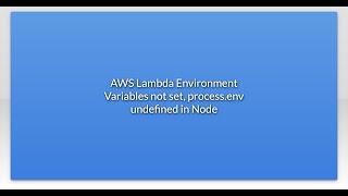 AWS Lambda Environment Variables not set, process.env undefined in Node