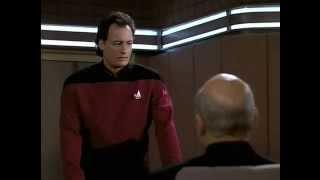 Q offers to help Picard's dull plodding pedantic speech.