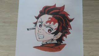 drawing Tanjiro Kamado from Demon Slayer anime tutorial