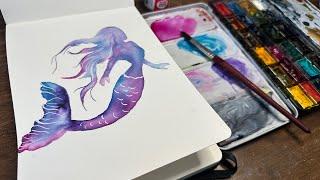 Watercolor Journal Day 186 (mermaid)