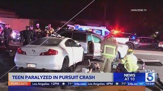 Teen paralyzed in pursuit crash in Southern California