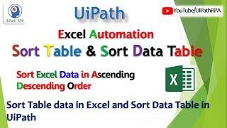 Sort Table Acticty UiPath | Sort Data Table UiPath |Excel Automation UiPath RPA