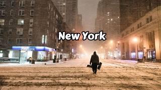 Relaxing Snow Walk At Night New York City 4k Video