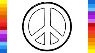 How to draw Peace Symbol Easy Step by Step. Marker drawing