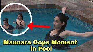 Mannara chopra oops moment in swimming pool, mannara chopra wardrobe malfunction, bigg boss 17