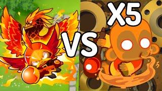 BTD6 Wizard Lord Phoenix VS. 5 BTD5 Summon Phoenixes