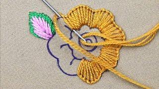 New Golden Hand Embroidery Designs | amazing modern flower embroidery designs | easy stitches