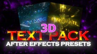 3D Text Preset Pack | Free 3D Text Pack After Effects For Edits | After Effects