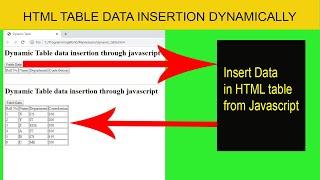 Add row in HTML table using javascript| Dynamic HTML table|JS function to insert