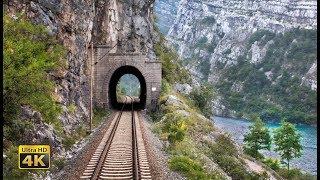 4K CABVIEW Capljina - Sarajevo - 99 tunnels and 65 bridges - The Neretva River Canyon