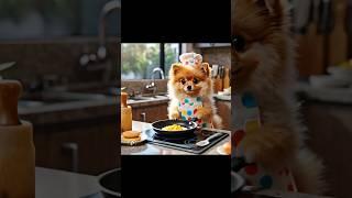 Pomeranian dog doing cookingPlaying & sleeping#dog #pomeranian#puppy #viral #2024#shorts#cute#funny