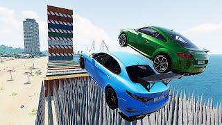 Cars Vs Mega High Container  Jump Test #3 - Speed Car Crash - BeamNG Drive