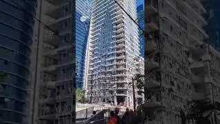 Damage inflicted on the Israeli stock market building in Ramat Gan near Tel Aviv