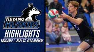 Keyano Huskies Men's Volleyball Highlights vs. Olds College Broncos | November 1, 2024