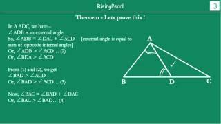 Angle opposite to longer side is greater in a triangle (Theorem and Proof)