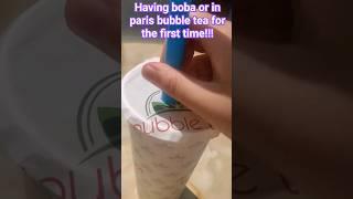 Trying #boba or #bubbletea #forthefirsttime in #paris #songfusion #queencard #tastydrink #shorts 