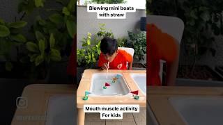 Blowing mini boats with straw Activity #diyactivities #toddleractivities #preschoolactivity