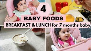 4 BABY FOODS - ( BREAKFAST and LUNCH ideas for 7 months baby )