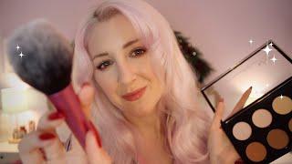 ASMR Doing Your Makeup (whisper, fast and soft, makeup rummaging, mouth sounds)