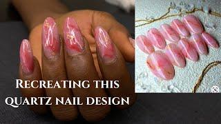 EASIEST WAY TO DO A QUARTZ NAIL/MARBLE DESIGN IN 2024 | Beginner nail tutorial